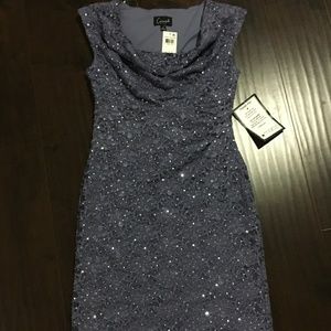 Womens Connected Lace Sheath Dress